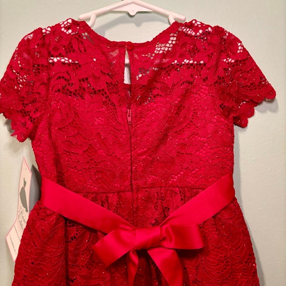 Rare Editions Red Sparkly Lace Dress - Picture 4 of 4